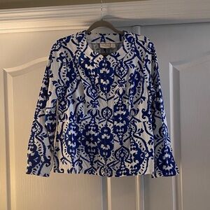 Chico's Blue and White Patterned Blazer